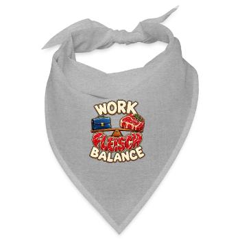 Work Fleisch Balance – Lustiger BBQ-Spruch - Bandana Dreieckstuch - Grau meliert - Vorne