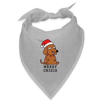 Frohe Krise – Weihnachtsdackel und Humor - Bandana Dreieckstuch - Grau meliert - Vorne