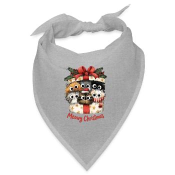 Meowy Christmas Katzen im Geschenk Weihnachten - Bandana Dreieckstuch - Grau meliert - Vorne