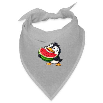Pinguin mit süßem Gebiss Cartoon lustig - Bandana Dreieckstuch - Grau meliert - Vorne