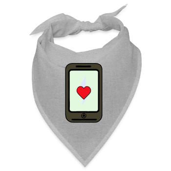 Smartphone mit Herz Liebe - Bandana Dreieckstuch - Grau meliert - Vorne