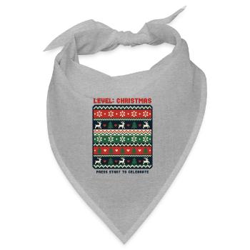 Level Christmas Pixel Hässlicher Pullover für Gamer - Bandana Dreieckstuch - Grau meliert - Vorne