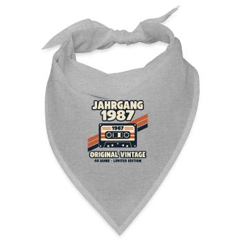 Jahrgang 1987 Original Vintage 40 Jahre Kassette - Bandana Dreieckstuch - Grau meliert - Vorne