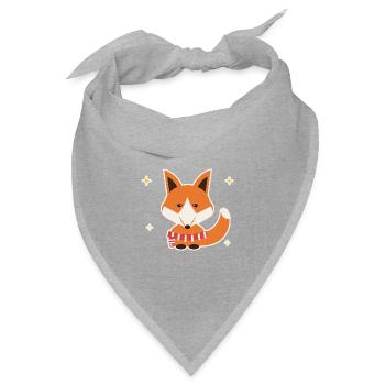 Fuchs mit Winterschal - Bandana Dreieckstuch - Grau meliert - Vorne