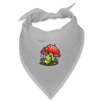 Süßer Frosch Fliegenpilz Regen Niedlich T-Shirt - Bandana Dreieckstuch - Grau meliert - Vorne