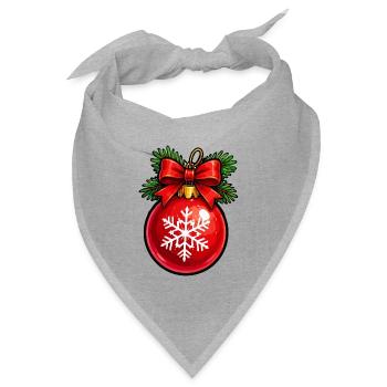 Rote Weihnachtkugel mit Schneeflocke - Bandana Dreieckstuch - Grau meliert - Vorne