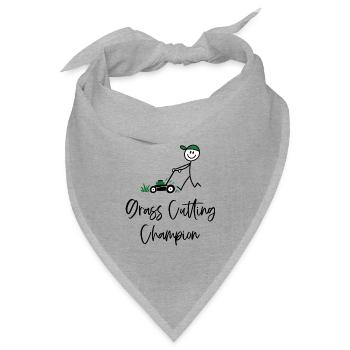 Grass Cutting Champion – Rasenmäher Humor - Bandana Dreieckstuch - Grau meliert - Vorne