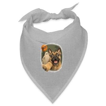  Halloween Hund Französische Bulldogge Boo Geist - Bandana Dreieckstuch - Grau meliert - Vorne