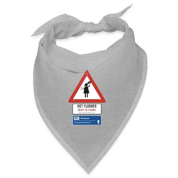 Heißwallungen bevorstehen, lustiges Wechseljahres-Straßenschild - Bandana Dreieckstuch - Grau meliert - Vorne