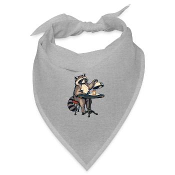 Waschbär Raccoon Kellner am Tisch - Bandana Dreieckstuch - Grau meliert - Vorne