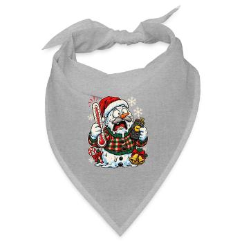 Christmas Schneemann Opa am Thermostat - Bandana Dreieckstuch - Grau meliert - Vorne