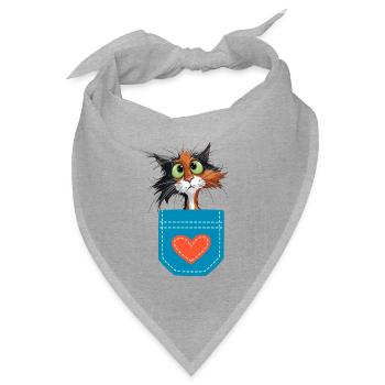 Kätzchen-in-deiner Taschenherz-Thema - Bandana Dreieckstuch - Grau meliert - Vorne