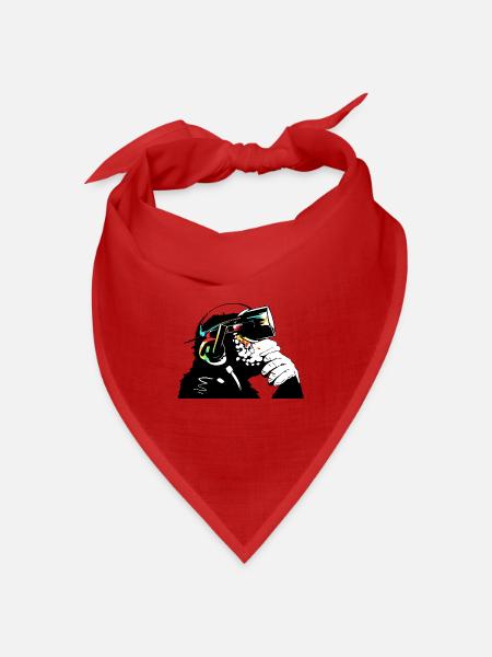Monksy - Affe mit Virtual Reality Brille - Bandana Dreieckstuch - Rot