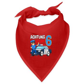 6. Geburtstag Polizei Auto 6 Jahre alt Polizist - Bandana Dreieckstuch - Rot - Vorne
