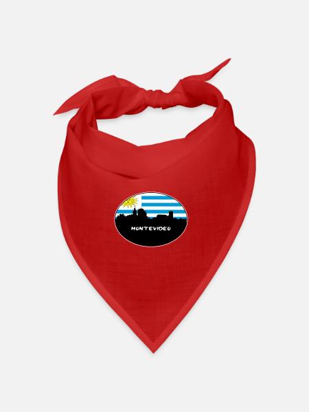 Montevideo-Uruguay-Flaggen-Skyline-Schattenbild-Reise - Bandana Dreieckstuch - Rot