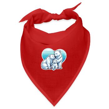 Eisbärenfamilie im Herzen :) - Bandana Dreieckstuch - Rot - Vorne