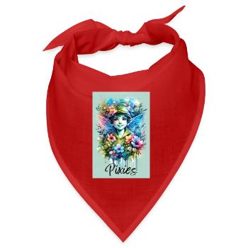 Pixie - Pixies - Blumen, Aquarell und Fee - Bandana Dreieckstuch - Rot - Vorne