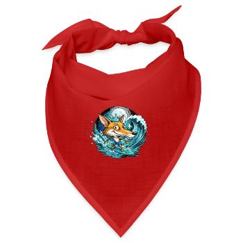Ein Fuchs, König der Surf-Welle - Bandana Dreieckstuch - Rot - Vorne