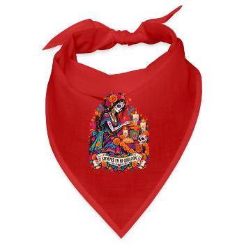 DiaMuertos Herzblüte - Bandana Dreieckstuch - Rot - Vorne