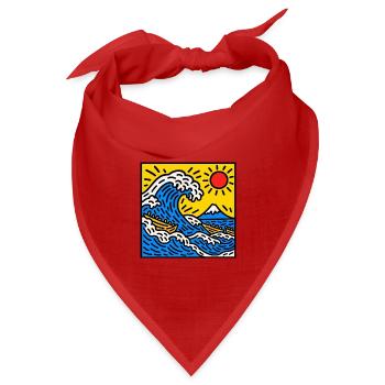 Bright Wave Sunrise mit Fuji Peak - Bandana Dreieckstuch - Rot - Vorne