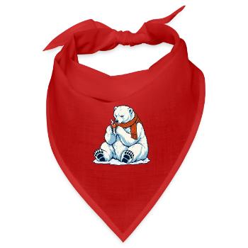 Eisbär mit Kaffeetassee - Teebecher - Bandana Dreieckstuch - Rot - Vorne