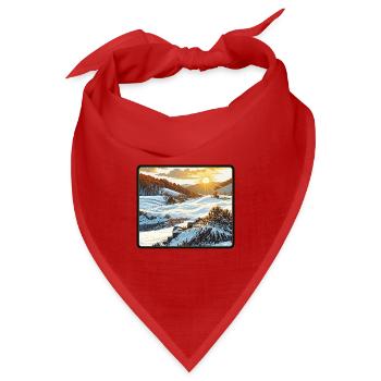 Wintersonnenaufgang in den Bergen - Bandana Dreieckstuch - Rot - Vorne