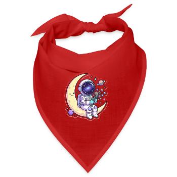 Mondfreund Astronaut mit Blumen - Bandana Dreieckstuch - Rot - Vorne