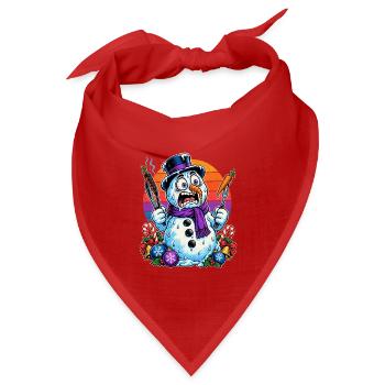 Christmas Schneemann grillt Karotten und schmilzt - Bandana Dreieckstuch - Rot - Vorne
