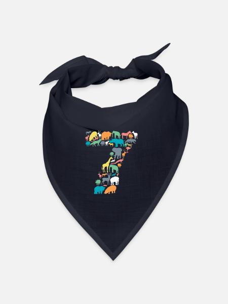 7.Geburtstag Kindergeburtstag 7 Jahre Alt - Bandana Dreieckstuch - Navy
