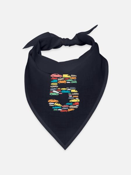 5 Jahre Jungen 5.Geburtstag Kindergeburtstag Autos - Bandana Dreieckstuch - Navy
