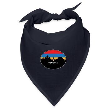 Eriwan Armenien Flagge Skyline Silhouette Reisen - Bandana Dreieckstuch - Navy - Vorne