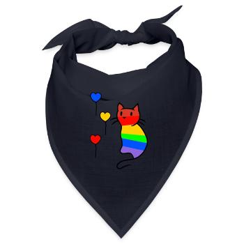 Katze Katzen Kitten LGBT Regenbogenfahne Liebe - Bandana Dreieckstuch - Navy - Vorne