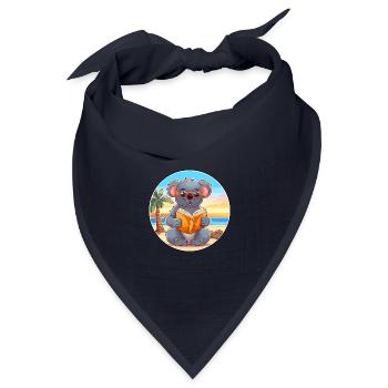 Koala Niedliche Lustige Karikatur Kawaii Buch Strand - Bandana Dreieckstuch - Navy - Vorne