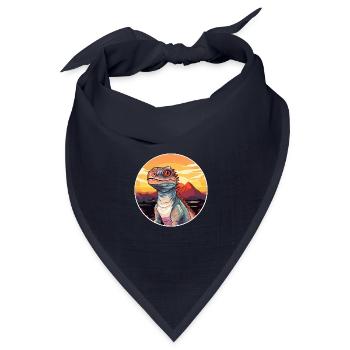 Basilisk Buntes Aquarell Cartoon Kawaii Tier - Bandana Dreieckstuch - Navy - Vorne