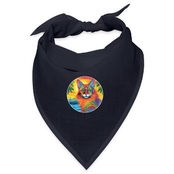 Somalische Katzenrasse, Aquarell-Cartoon-Kawaii-Haustier - Bandana Dreieckstuch - Navy - Vorne