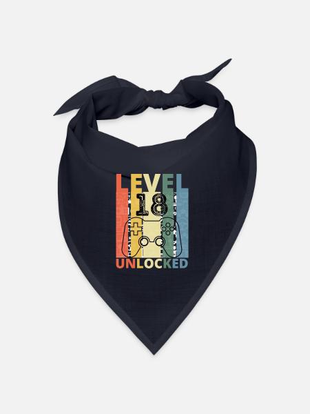 Level 18 Freigeschaltet Lustiger Gamer Geburtstag Achtzehn - Bandana Dreieckstuch - Navy