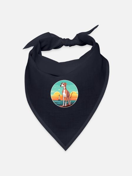 Englisch whippet Hund Rasse Cartoon Kawaii Clipart - Bandana Dreieckstuch - Navy