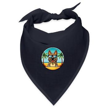 Deutsche Bracke Hunderasse Cartoon Sonnenbrille Strand - Bandana Dreieckstuch - Navy - Vorne