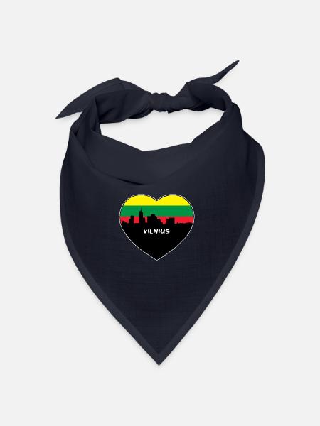 Vilnius Litauen Flagge Skyline Reise Souvenir - Bandana Dreieckstuch - Navy
