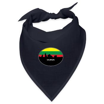 Vilnius Litauen Flagge Skyline Silhouette Reisen - Bandana Dreieckstuch - Navy - Vorne