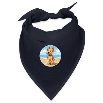 Berger Picard Hund Rasse Cartoon Kawaii Clipart Hund - Bandana Dreieckstuch - Navy - Vorne
