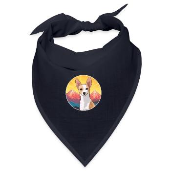 Portugiesische Podengo Pequeno Hunderasse Cartoon Kawai - Bandana Dreieckstuch - Navy - Vorne