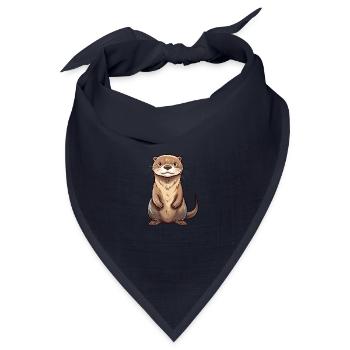 Otter buntes Aquarell Karikatur Kawaii Tier - Bandana Dreieckstuch - Navy - Vorne