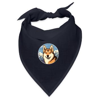 Dingo Hunderasse Karikatur Kawaii Aquarell - Bandana Dreieckstuch - Navy - Vorne