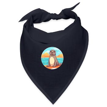 Siegel Aquarell Cartoon Kawaii Clipart Tier - Bandana Dreieckstuch - Navy - Vorne