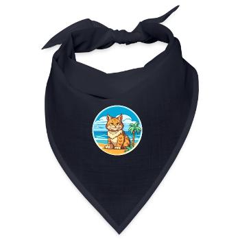 Rotluchs Aquarell Cartoon Kawaii Clipart Tier - Bandana Dreieckstuch - Navy - Vorne