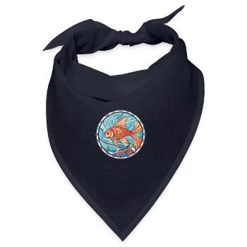Bunte Aquarell-Tierhaustierillustration des Fisches - Bandana Dreieckstuch - Navy - Vorne