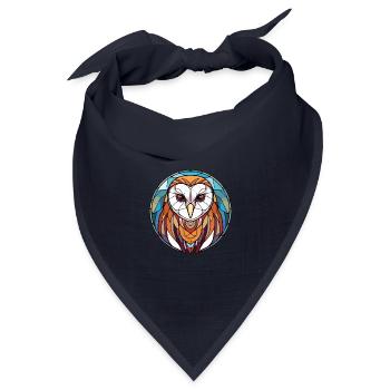 Schleiereule Bunte Aquarell-Tierillustration - Bandana Dreieckstuch - Navy - Vorne