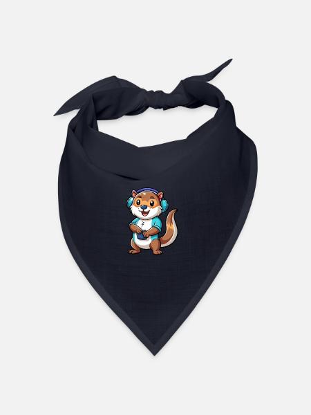 Otter Lustige Zeichentrickfigur Kopfhörer Musik - Bandana Dreieckstuch - Navy