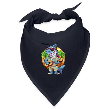 Lustige Hai Sommer Strand Sonnenbrille Hawaiianisch - Bandana Dreieckstuch - Navy - Vorne